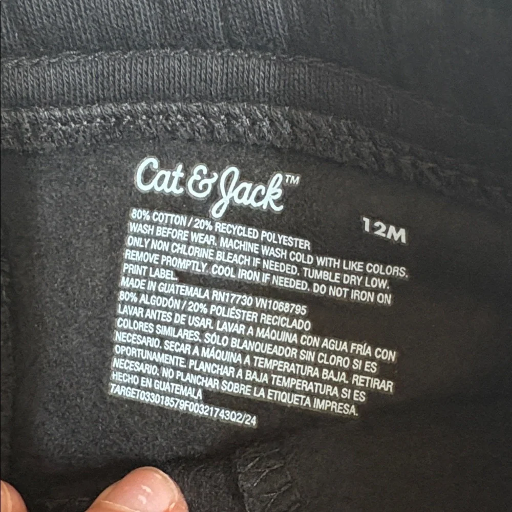 NWT Cat & Jack Black Size 12M Jogger Pants Easy On Easy Off